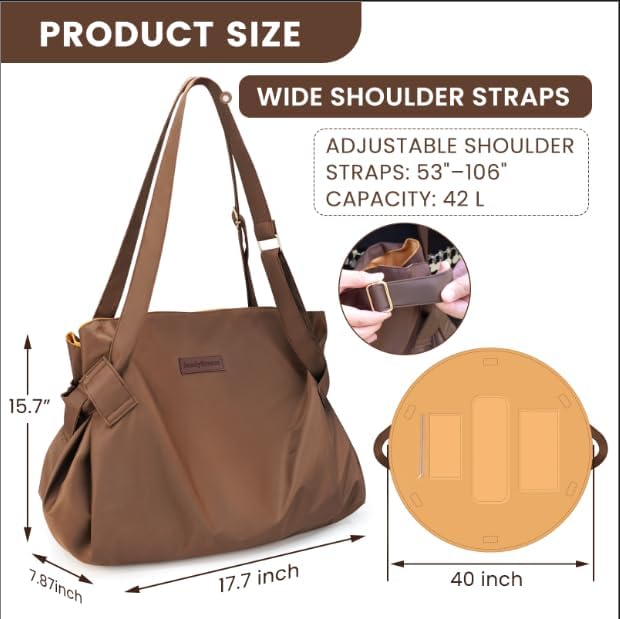 Extra Large Beach Tote for Women - 2-in-1 Foldable Spill-Repellent Sandproof Bag with Brown Picnic Blanket, Perfect for Pool & Camping