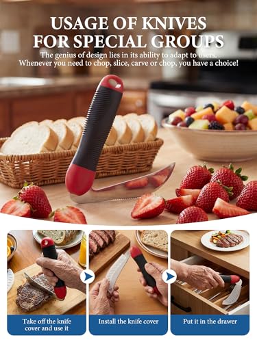 Ergonomic Adaptive Kitchen Knife with Angled Handle — Arthritis-Friendly, One-Handed Rocking Knife for Seniors & Disabled Users | Easily Slice Meat, Vegetables, Bread | Chop, Slice, Dice with Ease - Image 7
