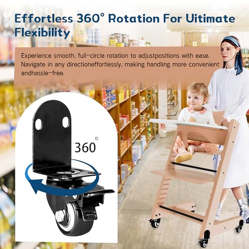 Image of 360 Rotating Wheel Accessories with Safety Locks Fit for Stokke Tripp Trapp High Chair - Enhance Mobility and Convenience for Your High Chair