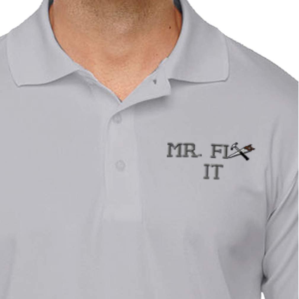 Performance Golf Tees Handyman Mr. Fix It D Embroidery Polyester Short Sleeves Polo Shirts for Men Navy Large