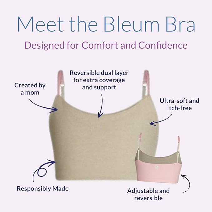 Bleuet Girls Reversible Training Bra | Seamless, Ultra Soft First Bra for Teens & Tweens, Dual-Layer Bralette2