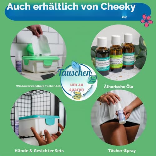 Cheeky Wipes - Bio-Premium-Babytücher aus schwerer Baumwolle, weiß, 25 Stück – 15 x 15 cm