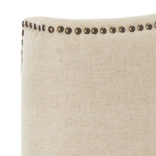 Safavieh Jeneve Hemp Linen Upholstered Camelback Headboard - Brass Nailhead (Full) #TOP5