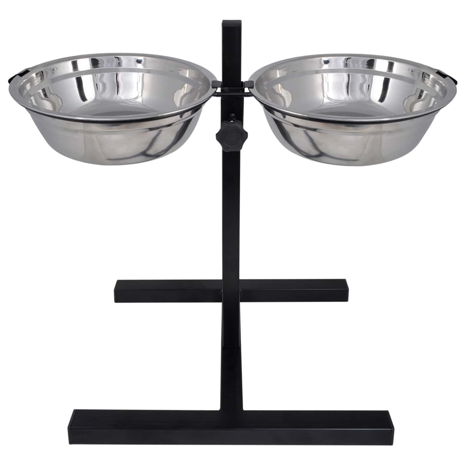 Comedero elevado con cuencos de acero inoxidable, dispensador de agua para perros y gatos, doble estación antideslizante, 4,1 L por cuenco, con 15 kg de comida seca para interior y exterior
