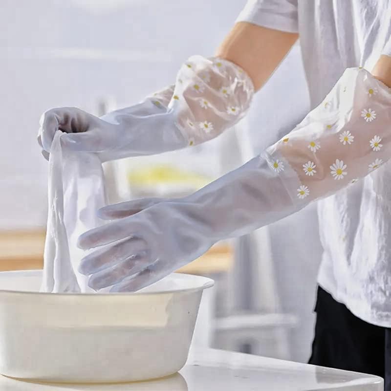 Image of Heavy Duty Hand Gloves For Dishwashing, Gardening, Kitchen Cleaning Non-Slippery & Durable Long Elbow Length(Inner Cotton Lining For Comfort) (Grey)