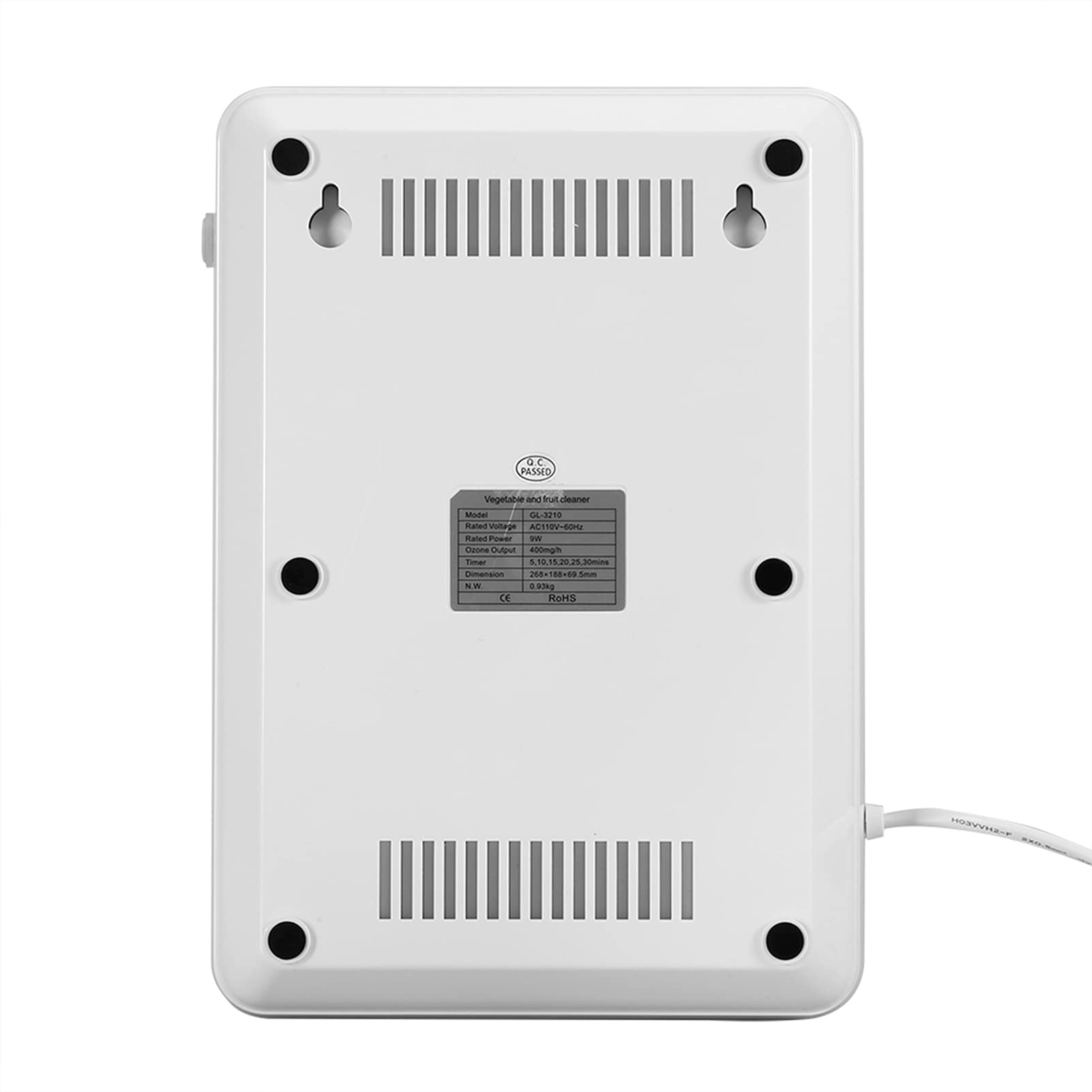 Ozonizador De Agua, Generador De Ozono Portátil, Purificador De Aire del Generador De Ozono, ABS para El Hogar Cocina Frutas Verduras(EU-White)