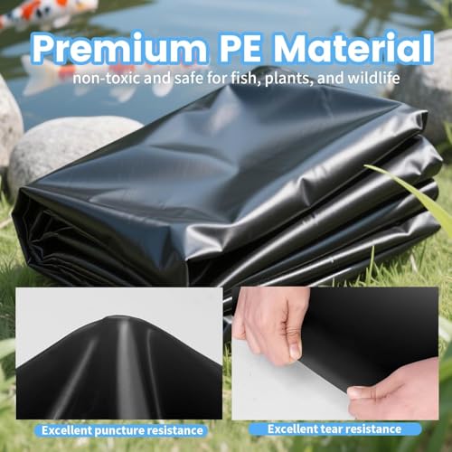 YETREE 10 x 15 FT Pond Liner, 18 Mil Pond Liners for Outdoor Ponds, HDPE Pond Liner Leakproof Ecofriendly Easy Cut, Fish Pond Liner for Garden Ponds, Fish Ponds, Water Features by YETREE - Image 2