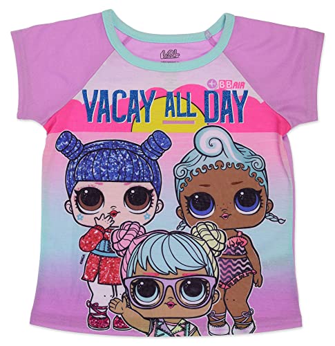 L.O.L. Surprise! Girls 2 Piece Pajama Set, Short Sleeve Shirt and Shorts Set, 100% Polyester2