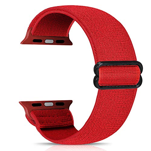 Image of 5 PACK Nylon Elastic Band Compatible with Apple Watch Bands 38MM 40MM 41MM 42MM 44MM 45MM for Women Men,Bold Adjustment Buckle iWatch Band for Series 8 /7 /6 /5 /4 /3 /2 /1 /SE