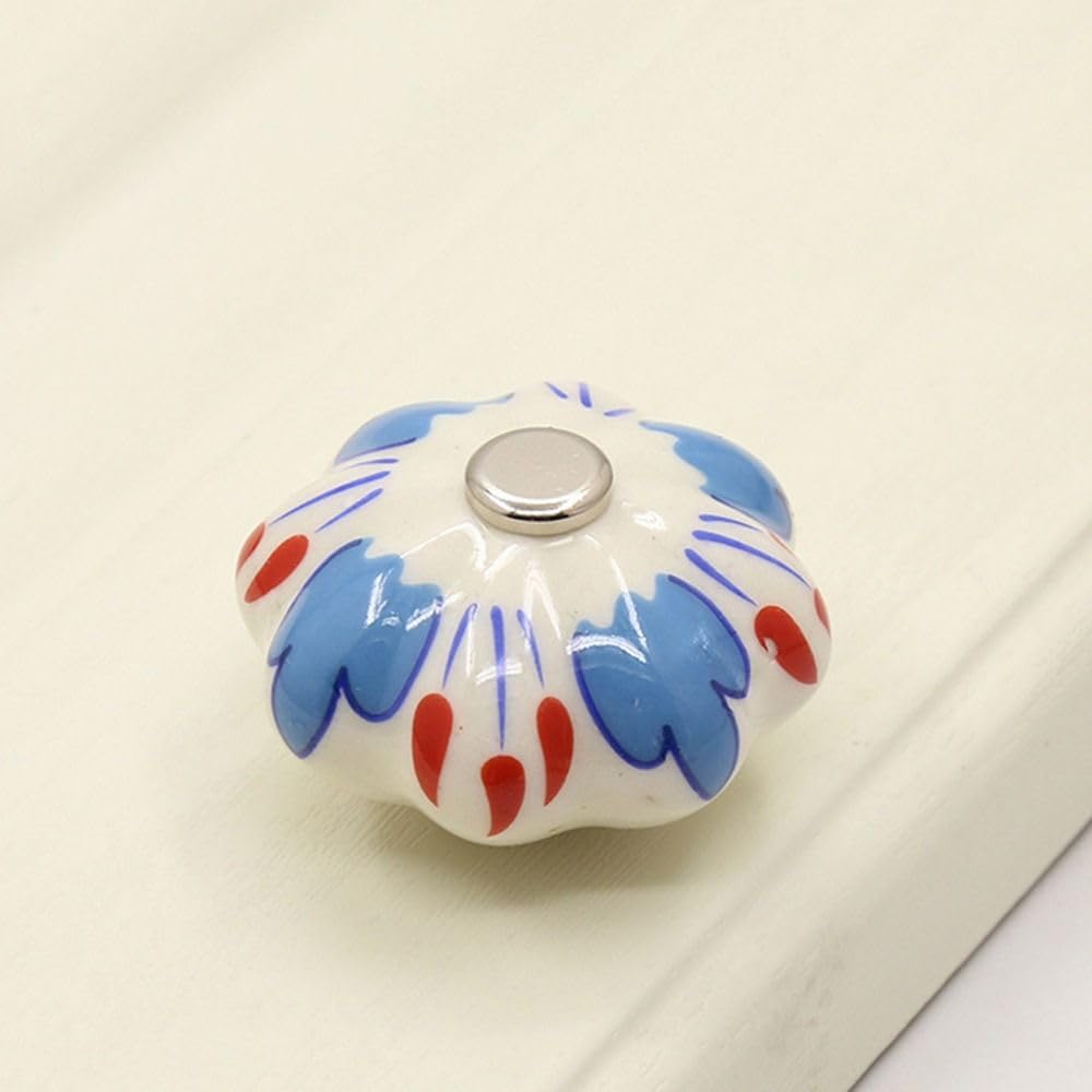 Opeximatun Drawer Knobs, Ceramic Pumpkin Knob Pastoral Single Hole Wardrobe Drawer Hardware with Screw(J)