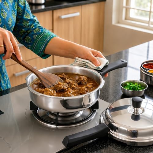 Image of SOLARA Triply Outer Lid Pressure Pan 2 Litre | 3-Ply Stainless Steel | Induction & Gas Compatible | Uniform Heat Distribution | ISI Certified | Silver