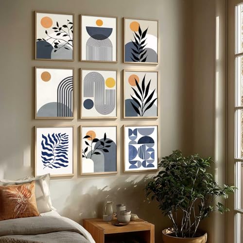 Image of kotart Aesthetic Boho Art Home Decoration Painting | Boho Paintings With Frame For Living Room Bed Room Hotel Wall Decor Digital Reprint Set of 9 (13X17 inch)