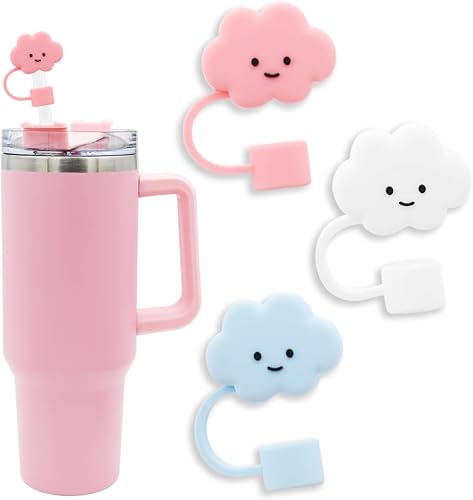 Stanley Cup - Tapa de popote de silicona para copa Stanley, compatible con vaso de 30 y 40 onzas con asa, cubiertas de punta de popote de 0.394 in y