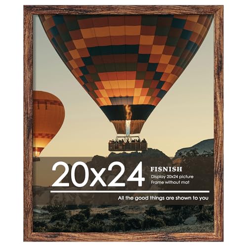 Fisnish 20x24 Picture Frame Classic Brown 20 x 24 Poster Frame for Horizontal or Vertical Wall Mounting 1 Pack