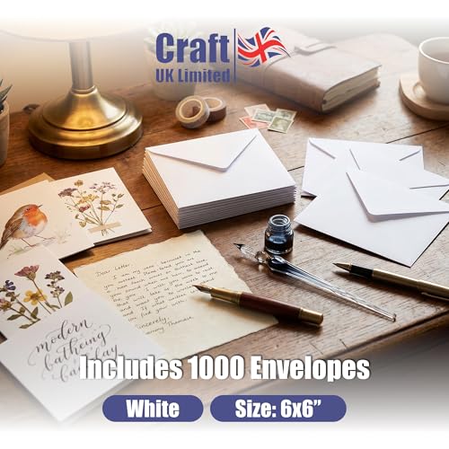 Image of Craft UK 607A 6 x 6 inch 1000 Envelopes - White