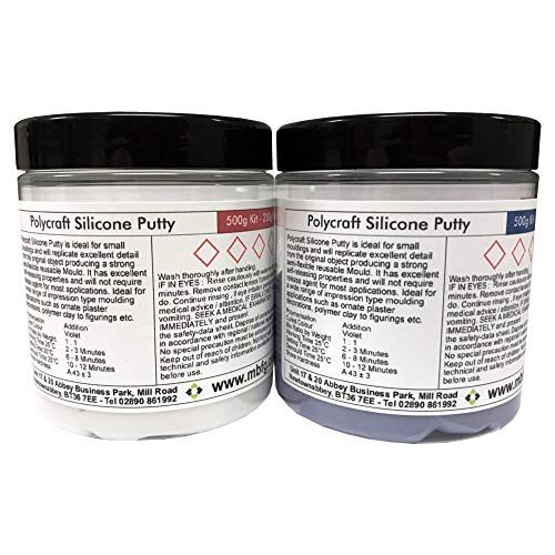 Polycraft Silicone Putty RTV Mould Making Rubber, Fast Curing, Reusable Mould, Clay and Figurine Moulds, 500g