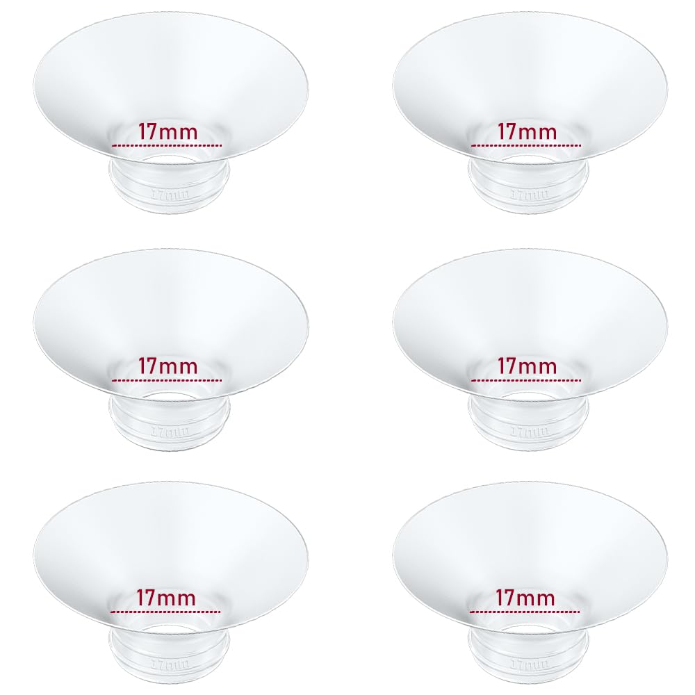 Flange Insert 17mm 6pcs Compatible with Momcozy M5/M9/M6/S12 Pro/V1 Pro/V2 Pro,for Spectra/Medela/MomMed/eufy/Lansinoh/Elvie Breast Pump, Fit for 24mm Flange/Shield of Most Pumps, Breastfeeding Parts