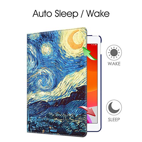 Image of Fintie Rotating Case for iPad 9th Generation (2021) / 8th Generation (2020) / 7th Gen (2019) 10.2 Inch - 360 Degree Rotating Stand Cover with Pencil Holder, Auto Wake Sleep, Blue Starry Night