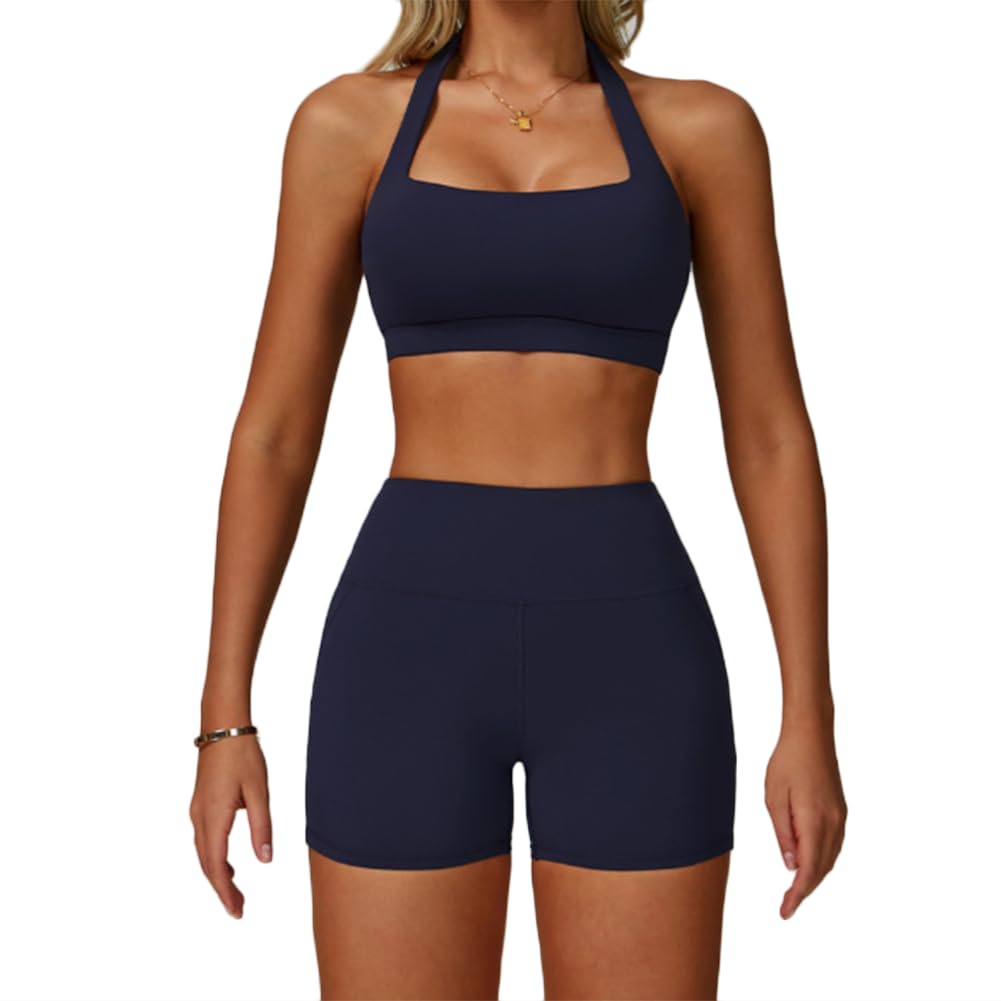 JPXJGT Sports Outfit Active Yoga Wear Workout Sportswear Gym Fitness Sets for Women(Size:S,Color:Blue)