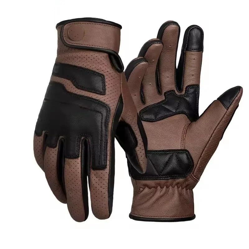 Gants de moto rétro en cuir marron taille M style vintage chic