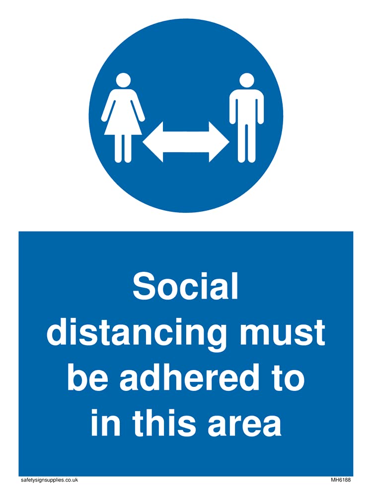 Pack of five - Social distancing must be adhered to in this area Sign - 150x200mm - A5P
