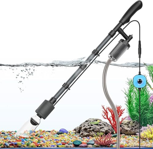 fishkeeper Electric Aquarium Vacuum Gravel Cleaner, 25W 6 in 1 Multifunction Fish Tank Cleaner Kit Gravel Vacuum for Fish Tank Adjustable Flow for Automatic Wash Sand & Water Changer