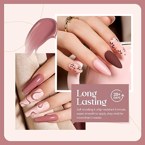 Image of beetles Nude Gel Polish - Nude Symphony 6 Colors Polish Set, Neutral Pink Brown Glitter Skintone Gel Nail Colors, Soak off Uv Led Lamp Needed Nail Art Design Home Diy Gifts For Women
