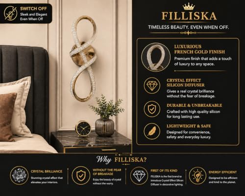 Image of FILLISKA Luxurious LED Wall Lamp for Home with Adjustable Colour Changing Function (1 Year Warranty)(French Gold-1604)