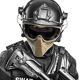 Yzpacc Airsoft Maske mit Schutzbrille, Airsoft Vollgesichtsschutzmaske für Schießen, Paintball, Spielen, Radfahren, Cosplay, Halloween, Party, für Männer und Frauen