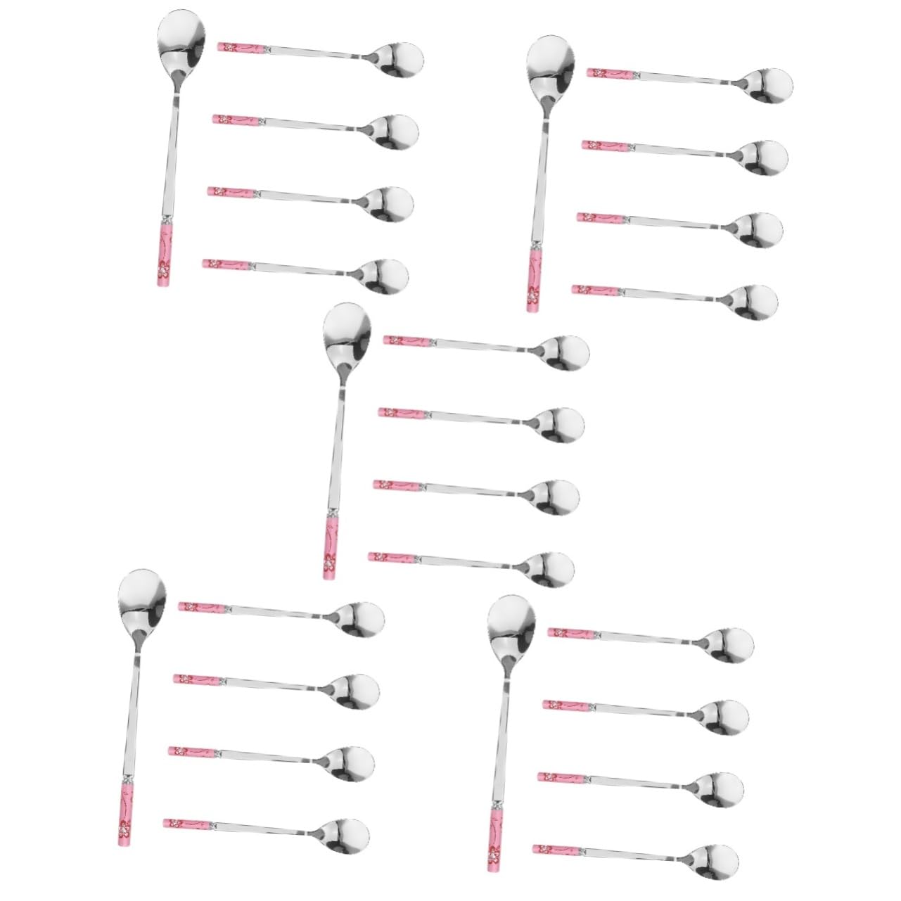 TOYANDONA 5 Ensembles Cuillère À Restauration Portable Petit Agitateurs Cuillères À Mélanger Pour Bar À Café Expresso Forme Scoop De Dessert Cuillère En Acier Inoxydable Rose 5 Pièces * 5