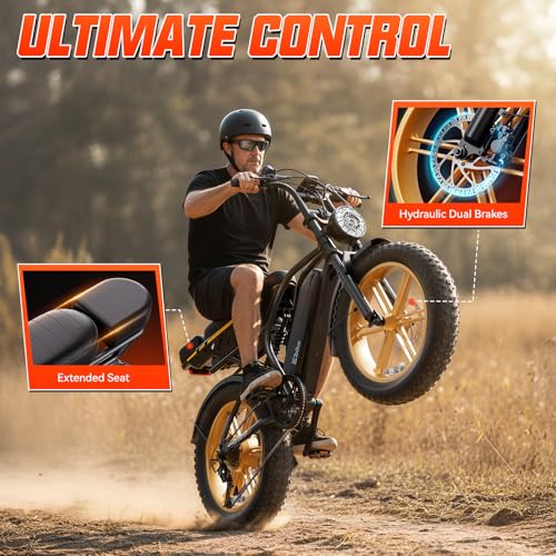 Image of TST Electric Bike for Adults 1500W Peak 20 inch Fat Tire All-Terrain E-Bike 60 Miles Electric Dirt Bike - 48V 15 AH Battery Electric Bicycle