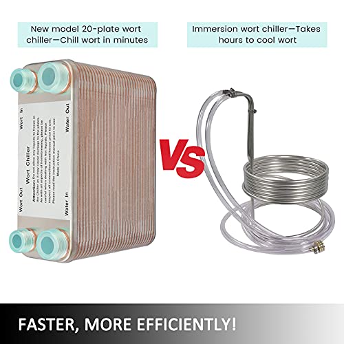 Aizyr 60 Plates Heat Exchanger Brazed Beer Wort Chiller Cooler 304 Stainless Steel 1/2" Npt X 3/4" Npt For Home Brewing Beer Cooling Tools #TOP4