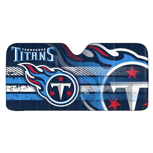 Image of Fanmats NFL Windshield Sun Auto Shade, Sun Shield Sun Visor Accordion tri-fold for Storage 59 inch x 29.5 inch, Colorful Team Design