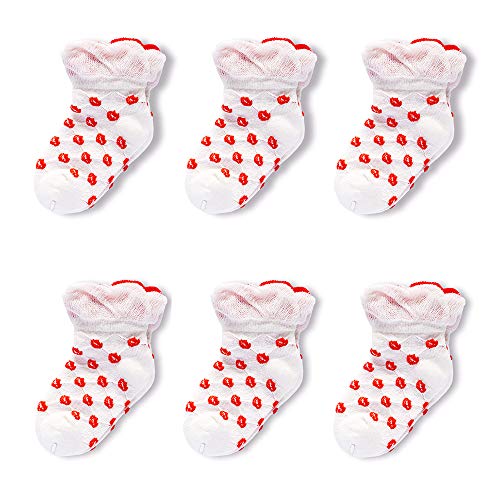 Baciuzzi Baby Socks for Newborns, Non Slip Cute Infant's Socks with Soft Cotton for Kids,Boys Girls 6 Pairs,0-6 Month