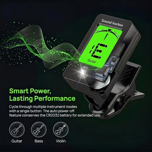 Image of Guitar Tuner Clip On Ukulele Tuners for All Instruments Guitar Bass Ukulele Violin banjo (Tuner 1 Pack)