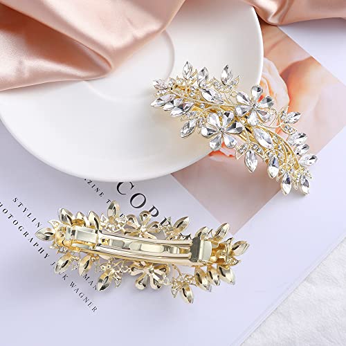 Barrettes à cheveux fleur en cristal motif baroque pour femme