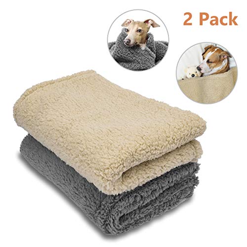 AIPERRO 2 Pack Premium Fluffy Fleece Dog Blanket, 45 x 40 Inch Soft