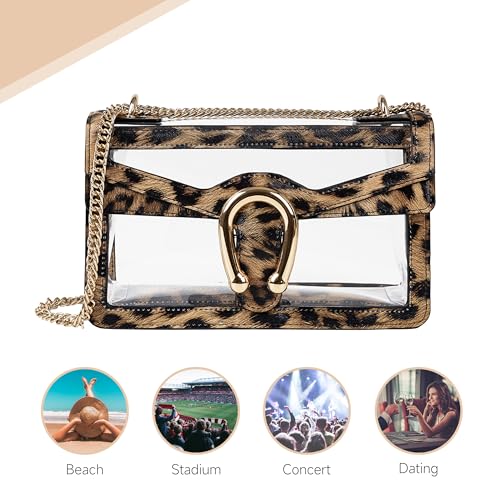 Image of Joryin Women's Stadium Approved Crossbody Bag for Women, Small Clear Bag Shoudler Purse with Chain Strap