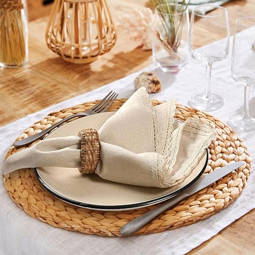 Servilletas de Tela Beige Rectangulares 20x20 Pulgadas Paquete 12 miniatura 5