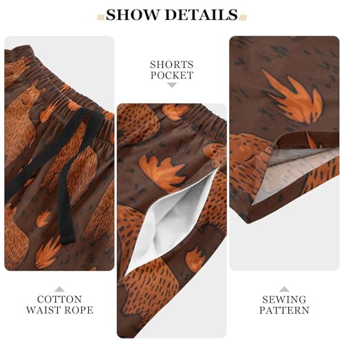 Men's Short Pajama Bottoms Fire Animal Sheep Home Casual Sleep Pants3