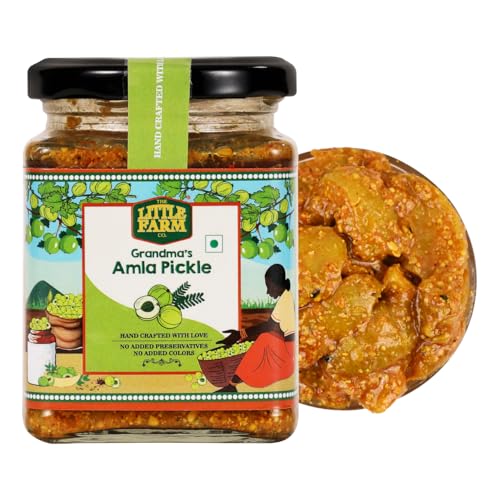 Image of THE LITTLE FARM CO Homestyle Amla Pickle - Awla ka Achar (250g)| Less Oil Mustard Base Farm Fesh Gooseberry Pickles with Masala | No Added Preservatives & Flavours | Traditional Recipe