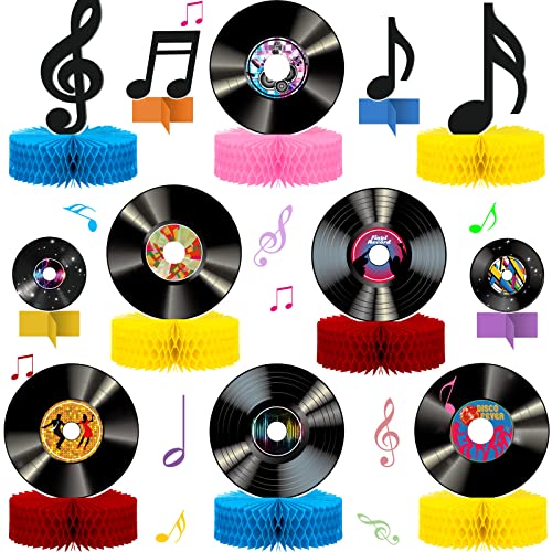 Eaasty 12 Pcs Music Party Decorations Vinyl Record Honeycomb Centerpieces 1950's 60s 70s 80s Rock...