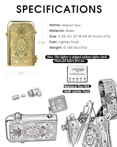 Encendedor clásico recargable THORENS de latón dorado miniatura 6