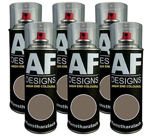 Alex Flittner Designs 6X Plástico Revestimiento Pintura en Espray Laca Colorida Lata de Aerosol RAL7006 Beige Gris Brillante Mate - RAL7006 Beige Gris Seda Mate