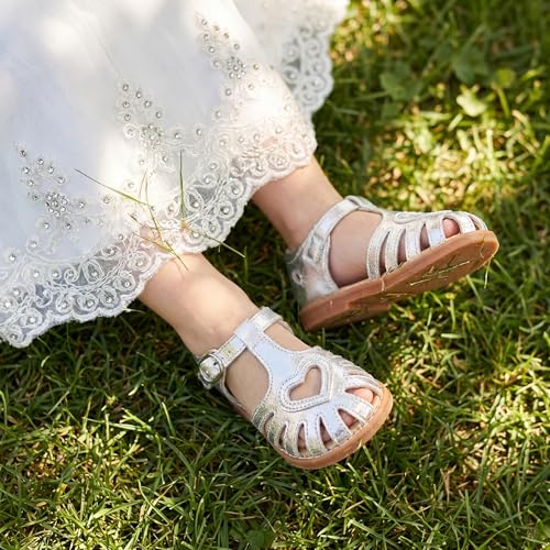 Image of THEE BRON Toddler Girls Closed-Toe Sandals Sweet Retro Cutout Summer Dress Shoes