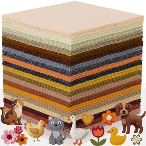 Tegeme 100 Pcs 8 x 12 Inches Felt Sheet for Craft Thin, Brown Series