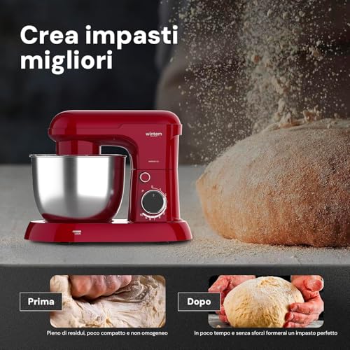 Impastatrice Planetaria 1500W Ciotola 5L, 10 Velocità - Elegante E Versatile - 7