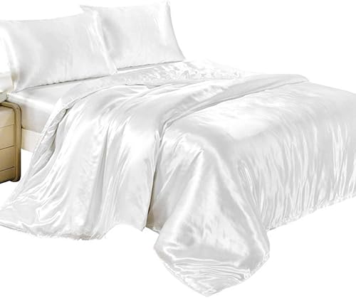 100% seda pura, color liso, satén sedoso suave, lujoso y calidad de hotel, 6 piezas (1 encimera + 1 sábana bajera + 4 almohadas), juego de sábanas