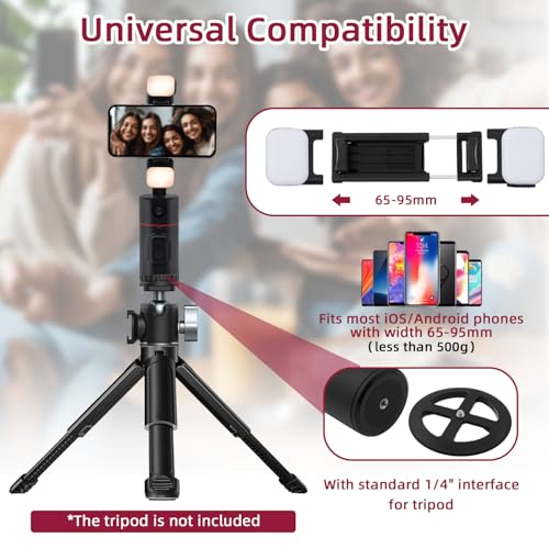 Mcbazel Trípode Móviles de Seguimiento Facial con Luz, Palo Selfie 360 ° ​Seguimiento Automático Soporte Teléfono, Control Remoto/por Gestos para Vlogs, Transmisión en Vivo/Grabación de Video - imagen 9