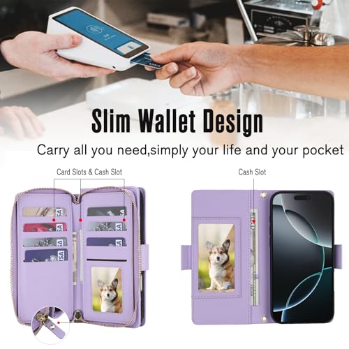 Housse portefeuille iPhone 16 Pro blocage RFID avec sangle amovible - 3